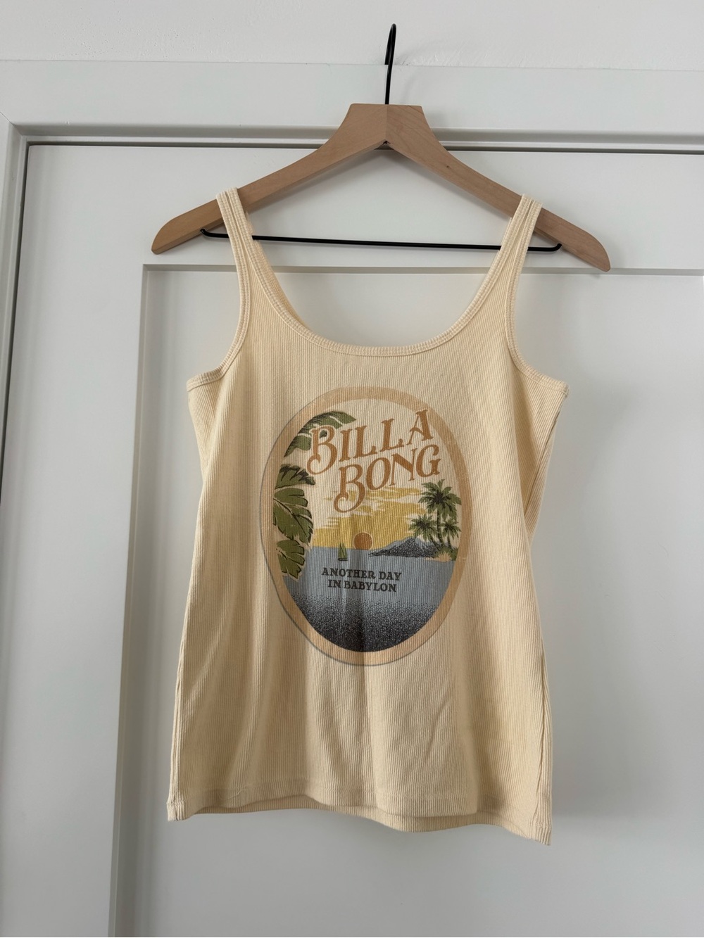 Billabong Cream/butter yellow Graphic Scoop Neck Tank Top